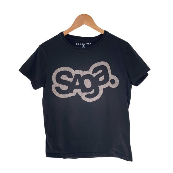 Saga Outerwear Tek T-Shirt Kids Small Black Gray Logo Snowboarding Skiing - Picture 1 of 9